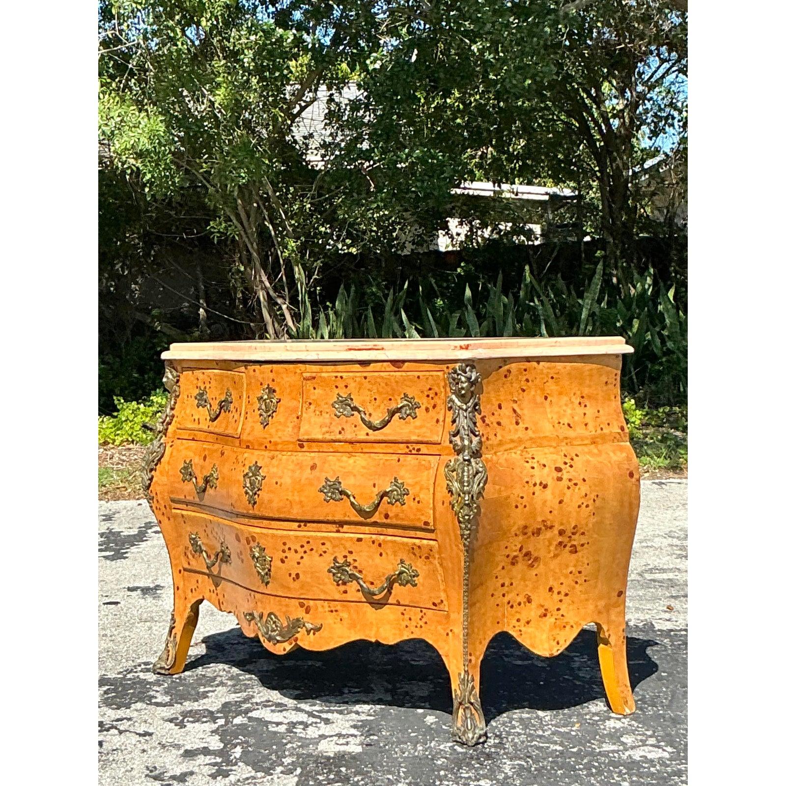 Vintage Regency Burl and Ormolu Commode For Sale 5