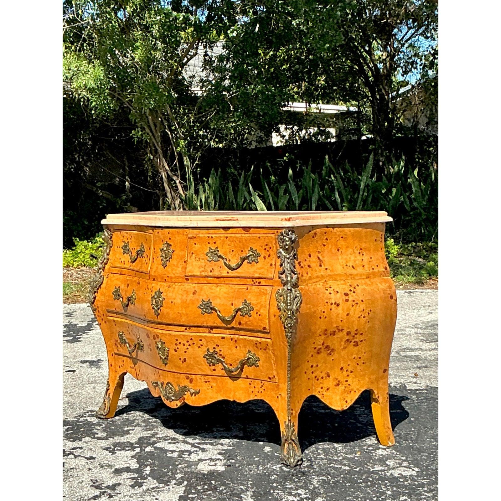 Vintage Regency Burl and Ormolu Commode For Sale 1
