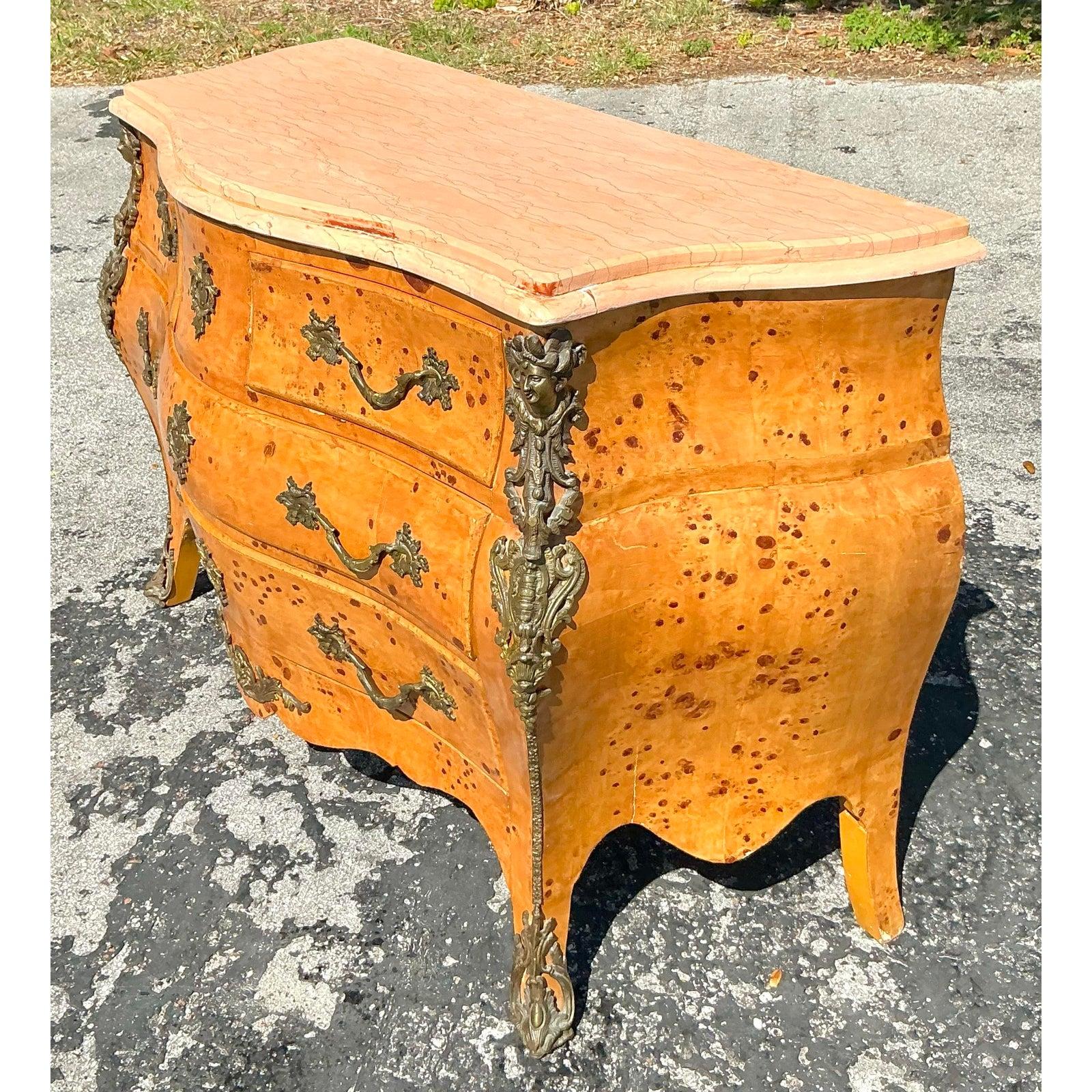Vintage Regency Burl and Ormolu Commode For Sale 2