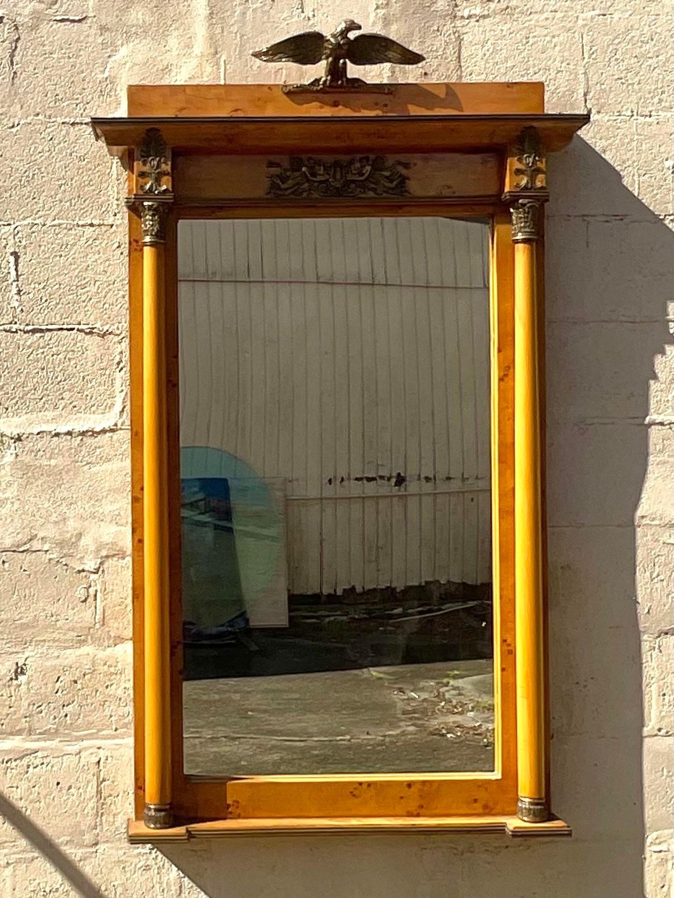 Vintage Regency Burl and Ormolu Mirror For Sale 1
