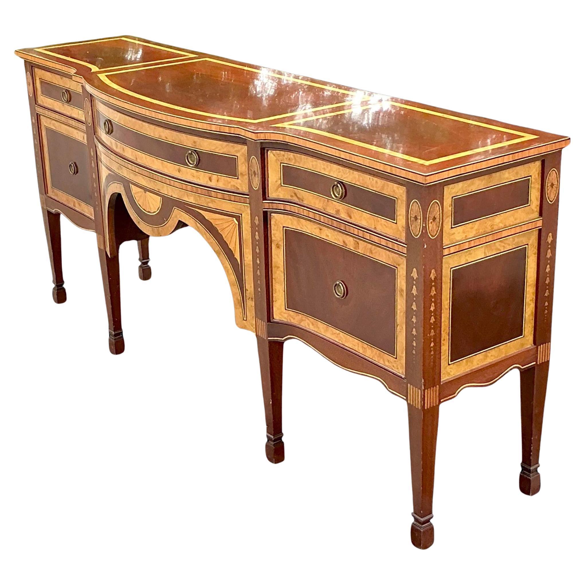 Credenza Sheridan d'epoca Regency con intarsi in radica in vendita