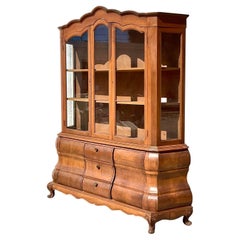 Vintage Regency Burl Wood Bombe Cabinet