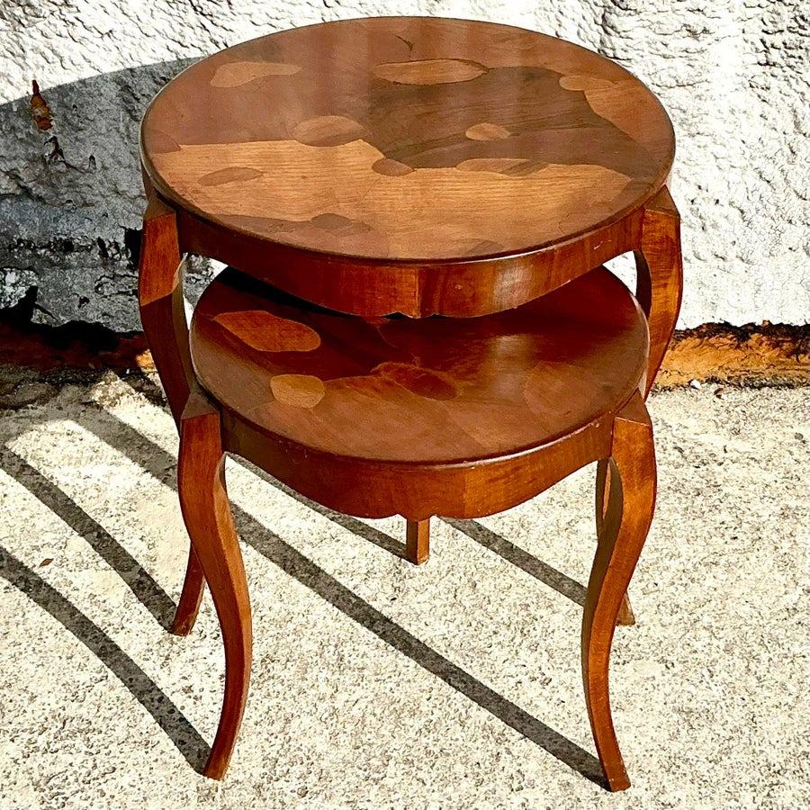 Vintage Regency Burl Wood Nesting Table In Good Condition For Sale In west palm beach, FL