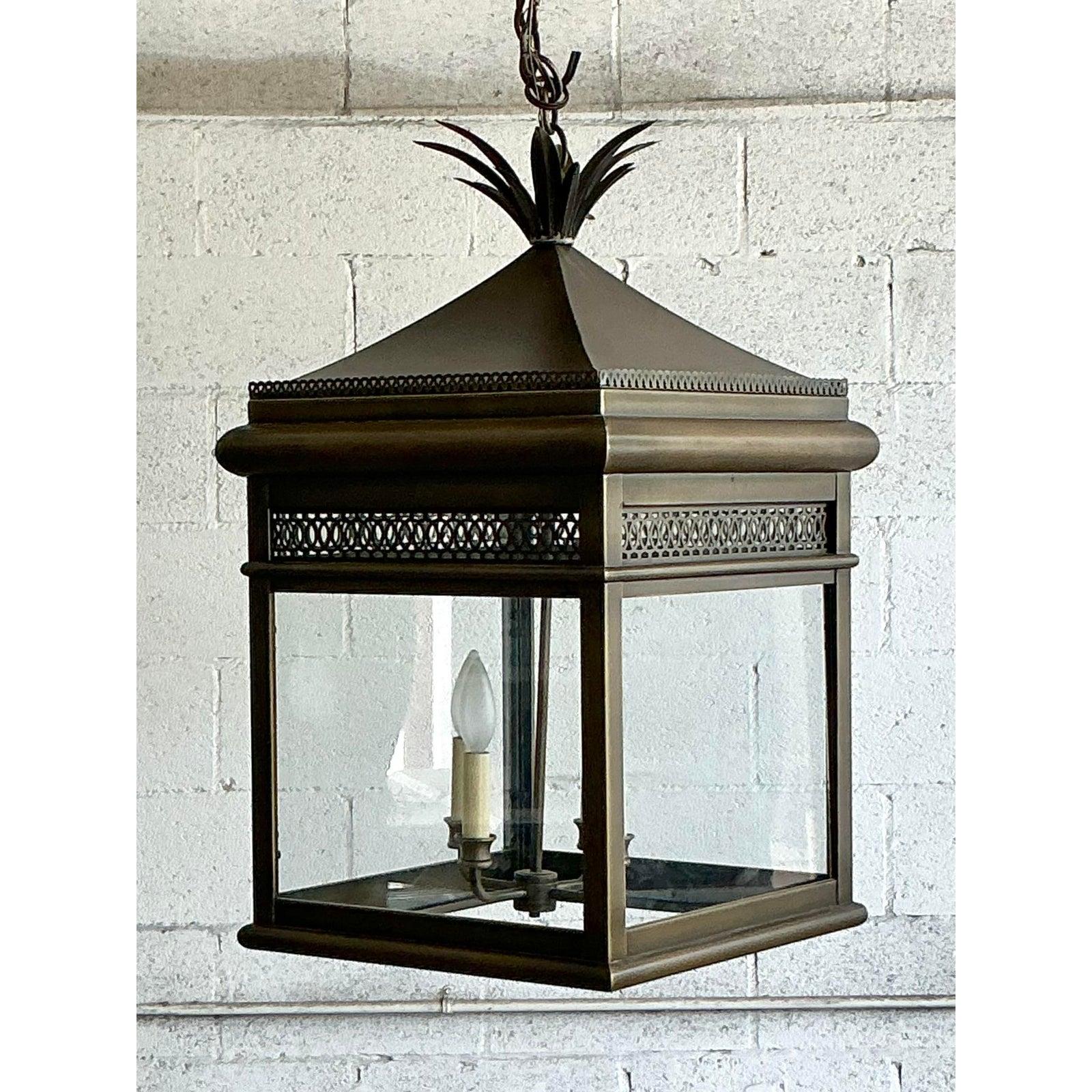 Neoclassico Lanterna Vintage Regency in ottone brunito in vendita