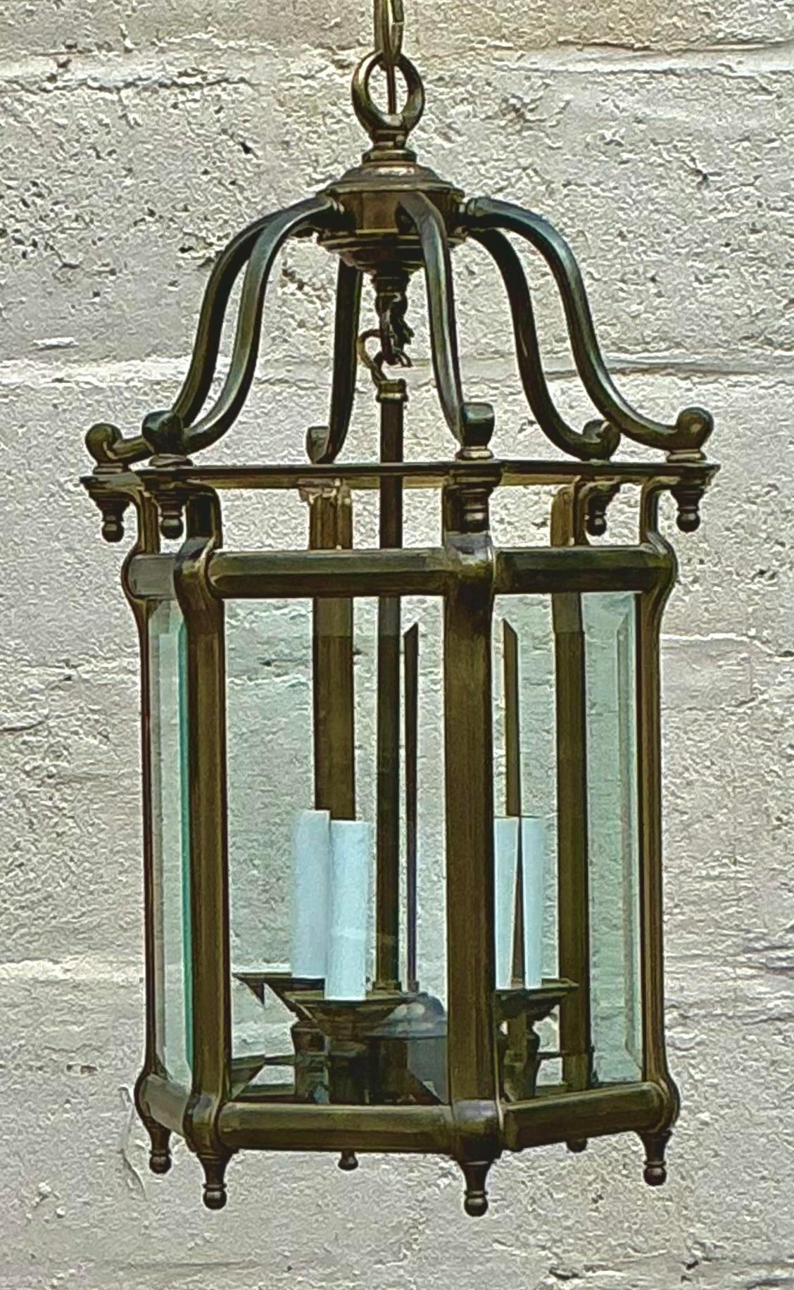 Vintage Regency Laterne aus brüniertem Messing (20. Jahrhundert) im Angebot