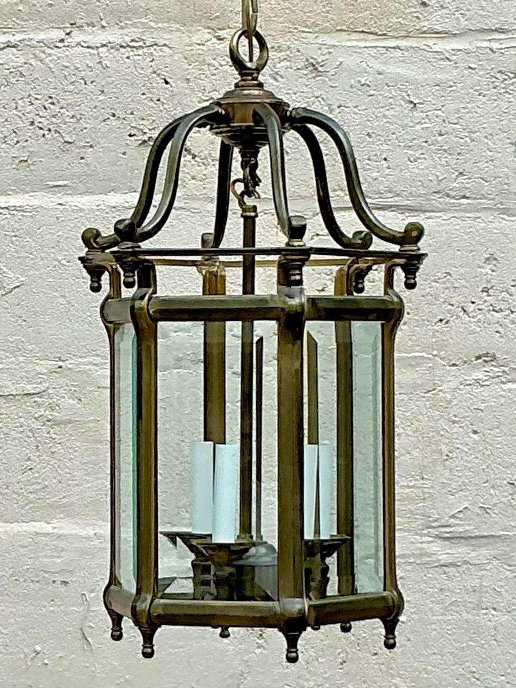 Vintage Regency Laterne aus brüniertem Messing im Angebot 1