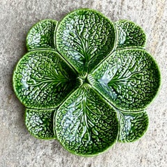 Vintage Regency Cabbage Leaf Glazed Ceramic Serving Plate