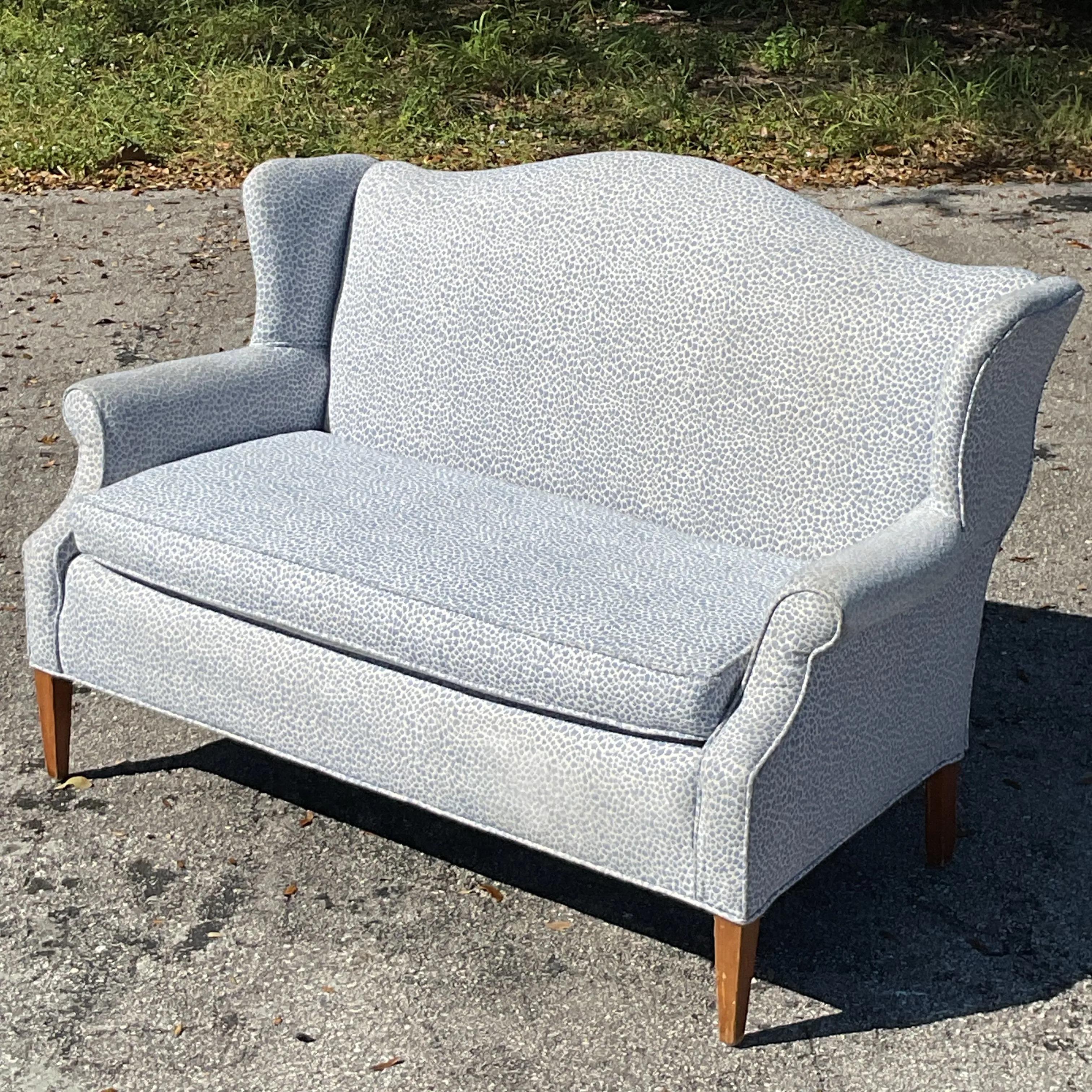 Vintage Regency Camelback Loveseat In Good Condition In West Palm Beach, FL
