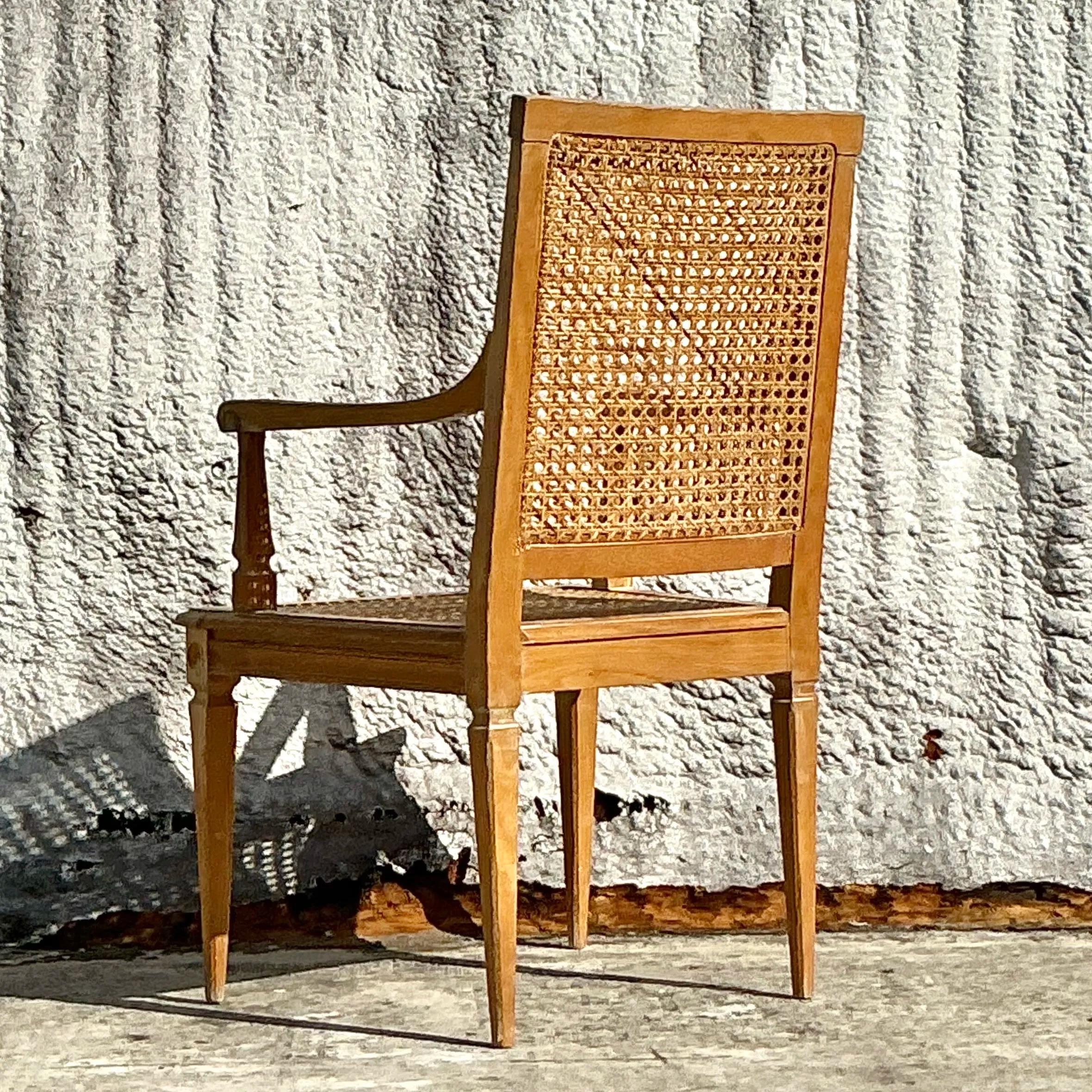 Vintage Regency Cane and Wood Arm Chair For Sale 3