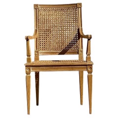 Vintage Regency Rohr und Wood Arm Chair