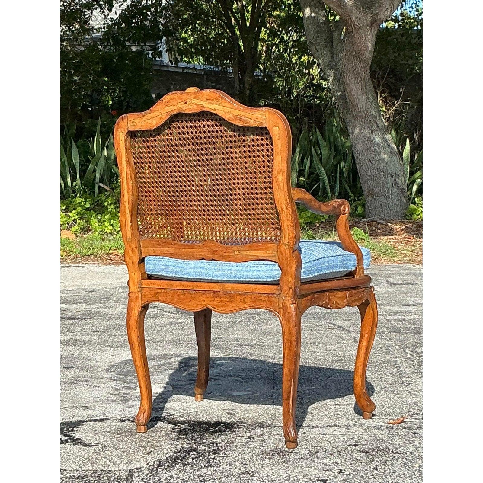 Sedia Fauteuil in canna Regency d'epoca in vendita 5