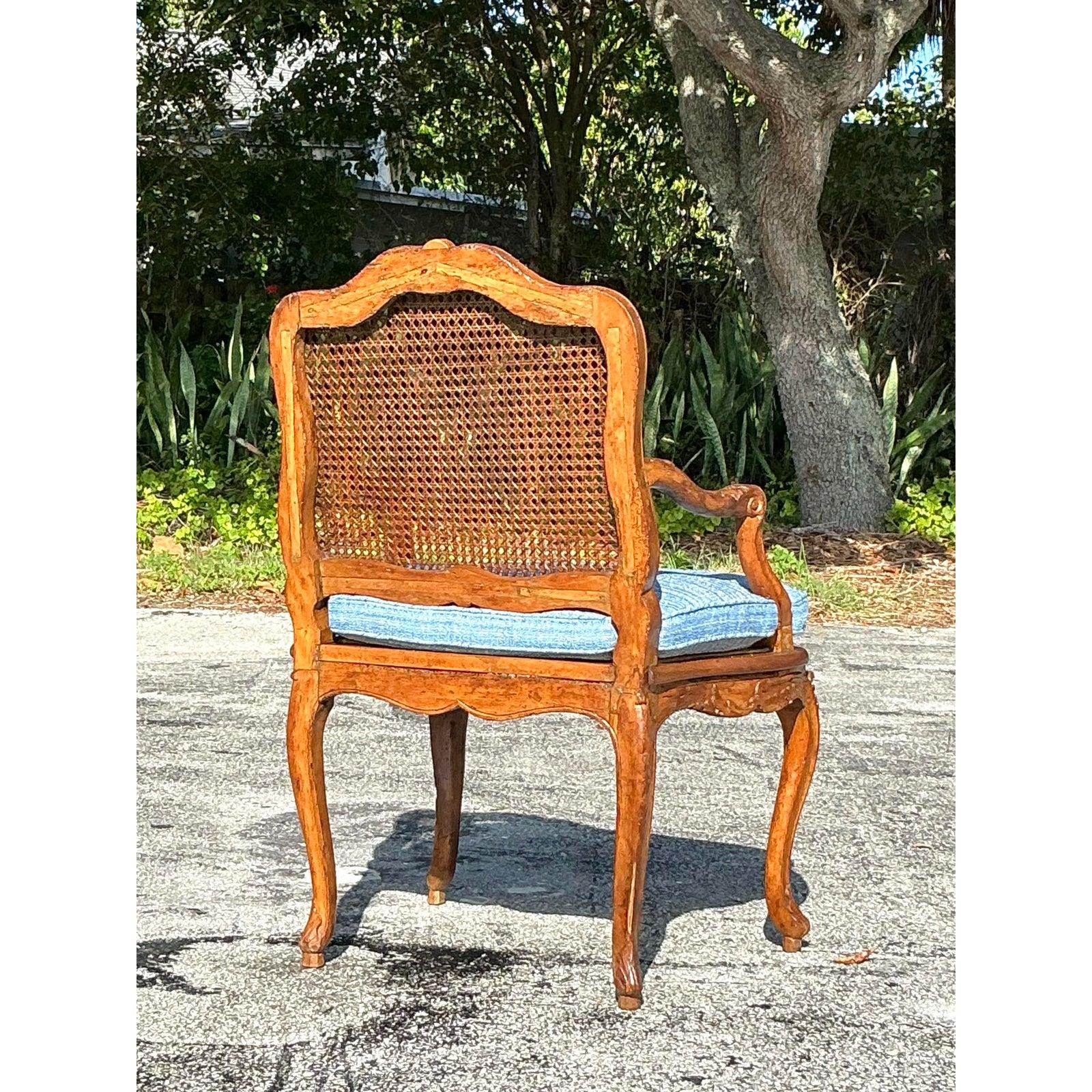 Sedia Fauteuil in canna Regency d'epoca in vendita 6