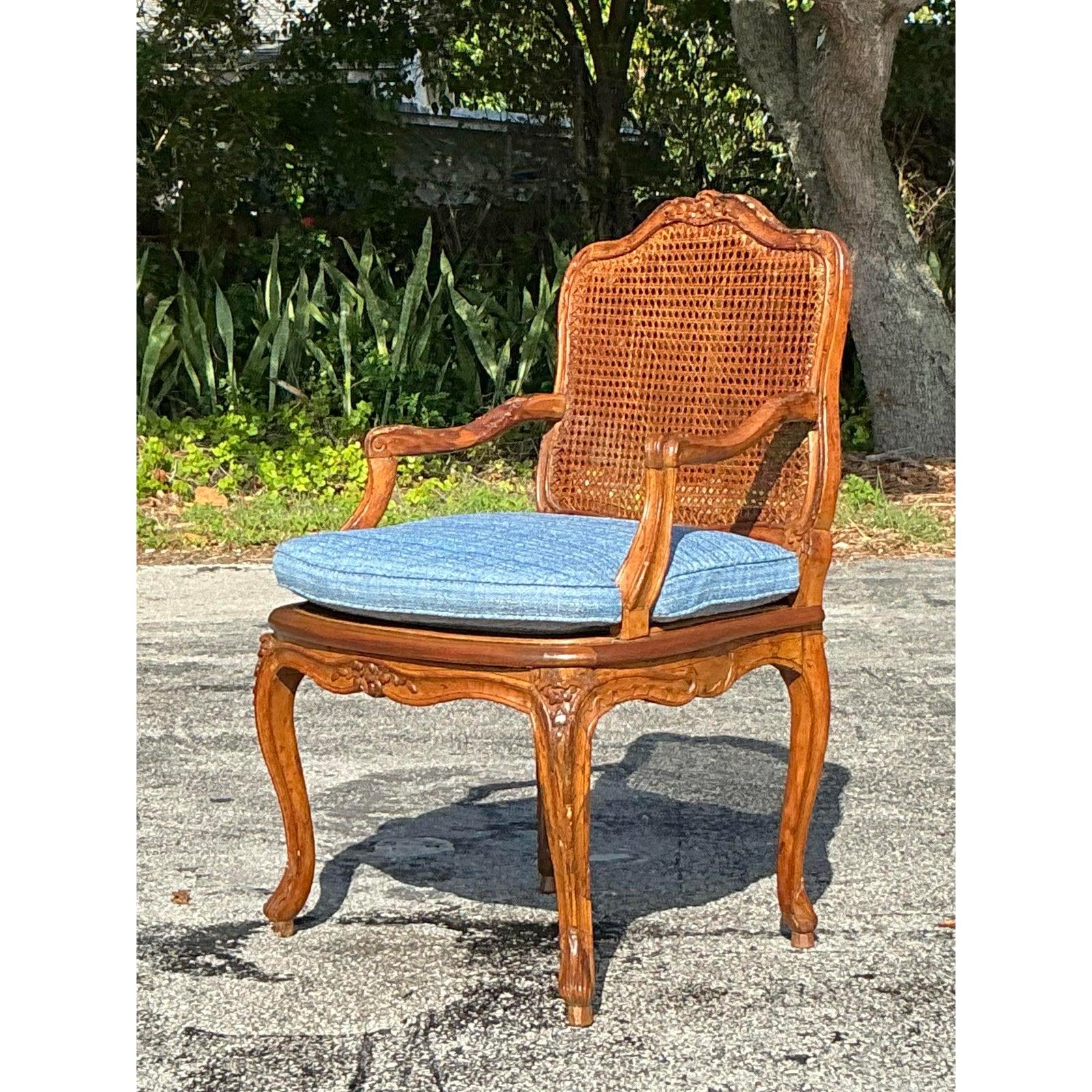 Sedia Fauteuil in canna Regency d'epoca In condizioni buone in vendita a west palm beach, FL