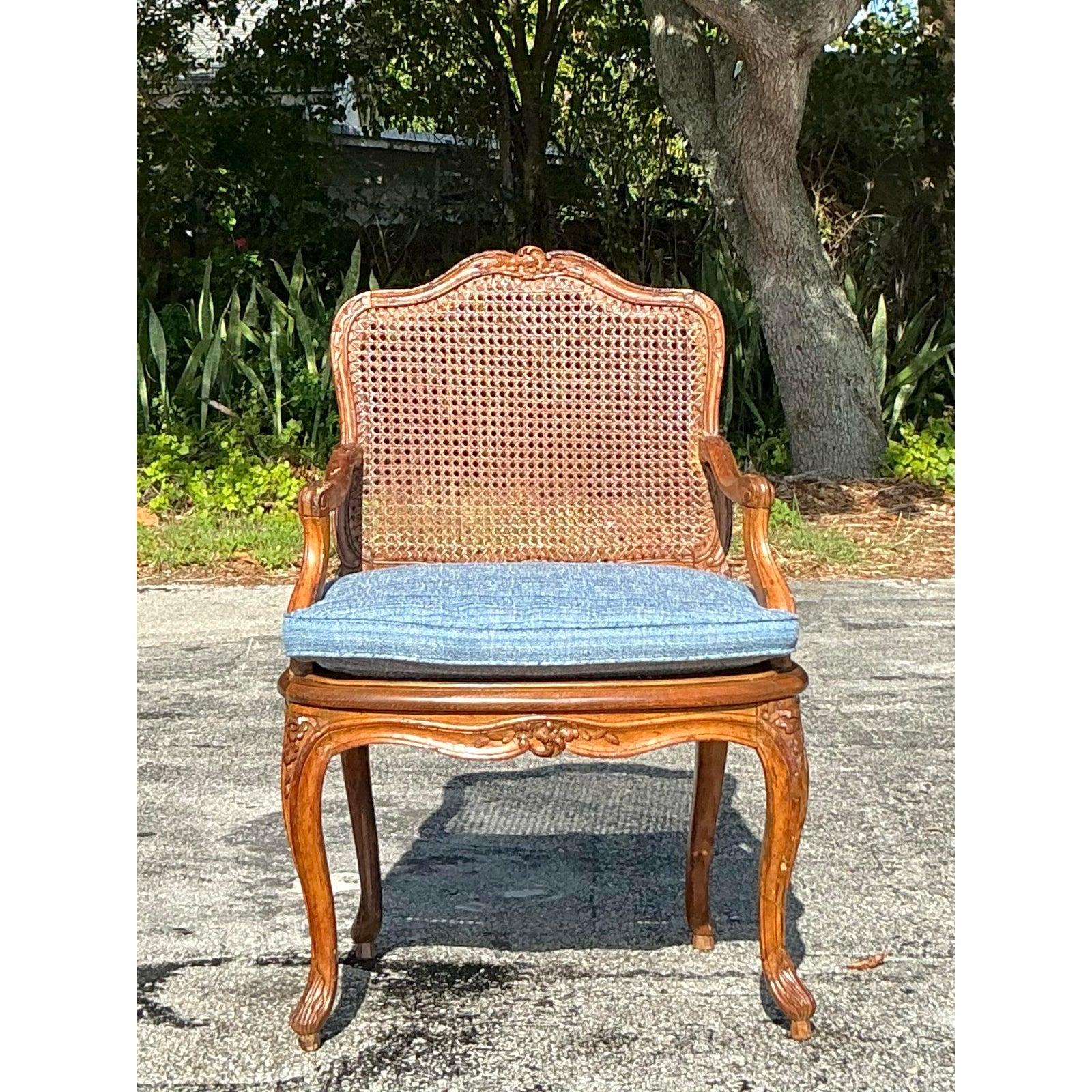 XX secolo Sedia Fauteuil in canna Regency d'epoca in vendita