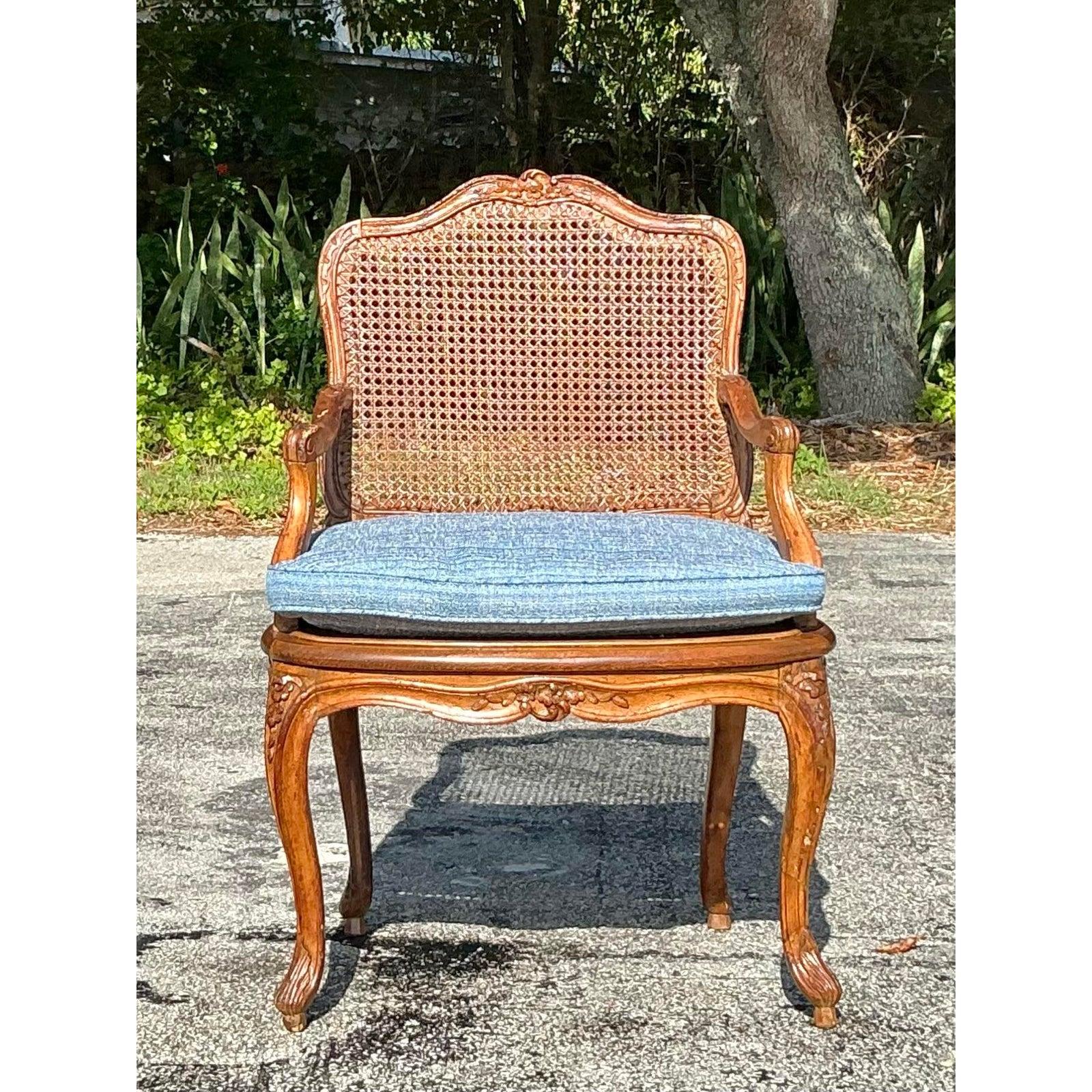 Sedia Fauteuil in canna Regency d'epoca in vendita 1