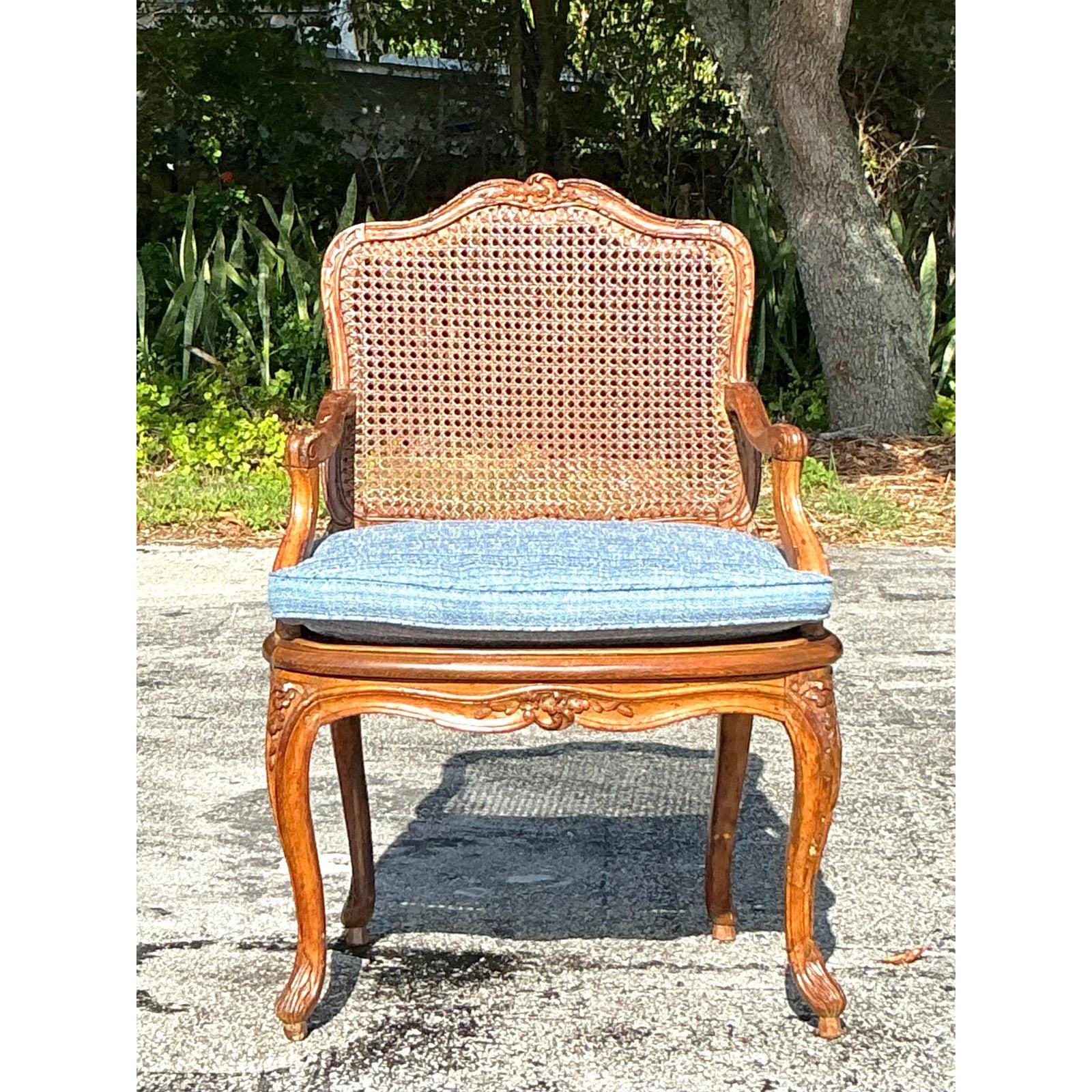 Sedia Fauteuil in canna Regency d'epoca in vendita 2