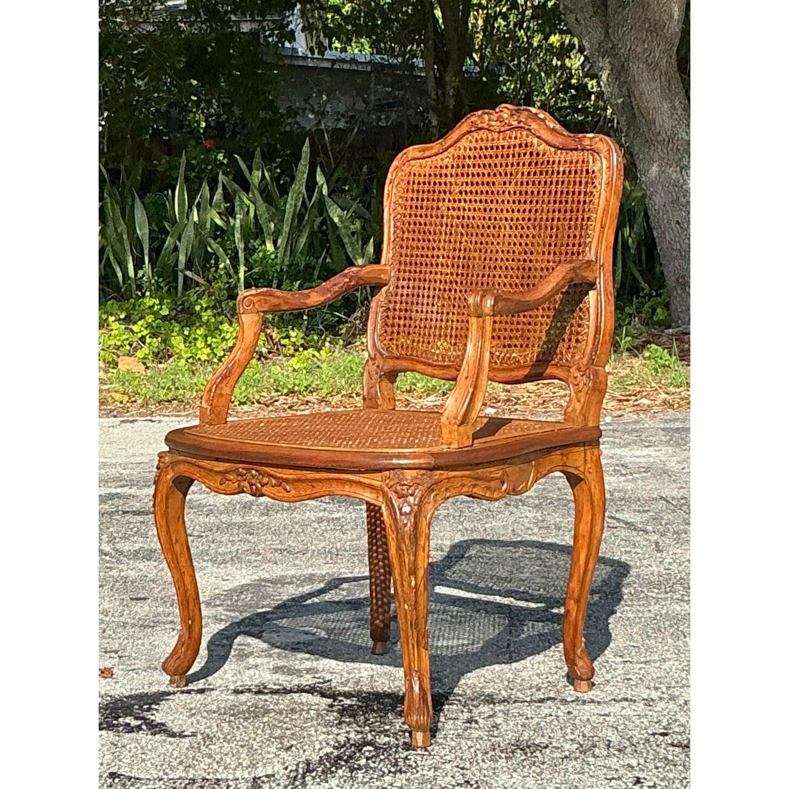 Sedia Fauteuil in canna Regency d'epoca in vendita 3