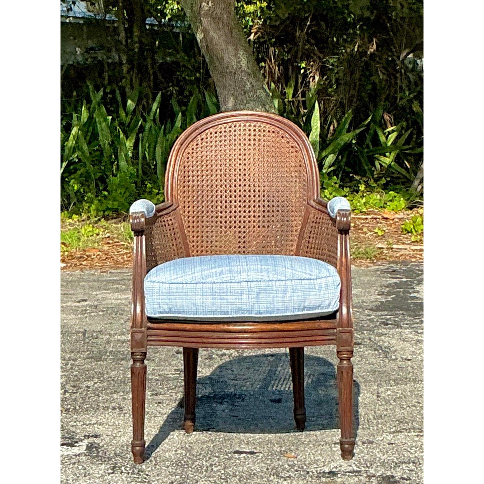 Vintage Regency Cane Fireside Bergere Stuhl (20. Jahrhundert) im Angebot