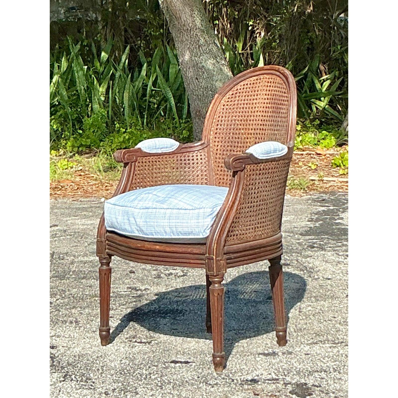 Vintage Regency Cane Fireside Bergere Stuhl im Angebot 1