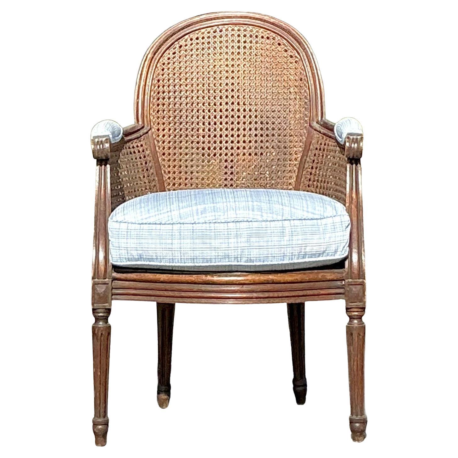 Vintage Regency Cane Fireside Bergere Chair