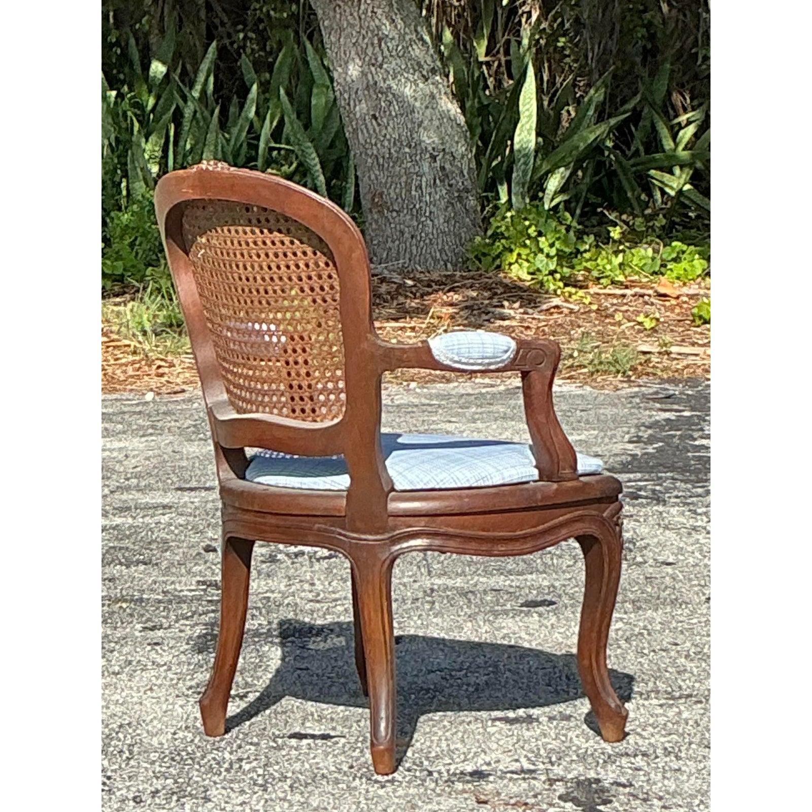 Americano Sedia Fauteuil da camino in canna Regency d'epoca in vendita