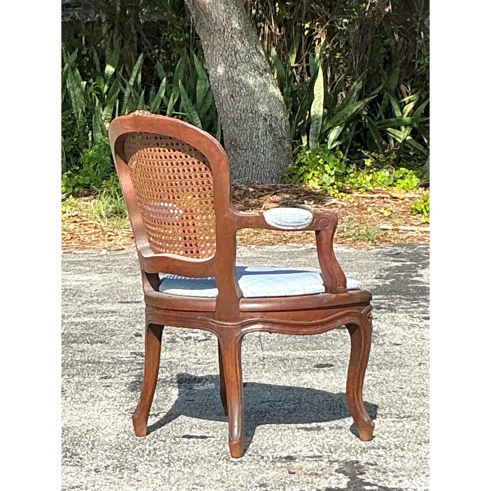 Sedia Fauteuil da camino in canna Regency d'epoca In condizioni buone in vendita a west palm beach, FL