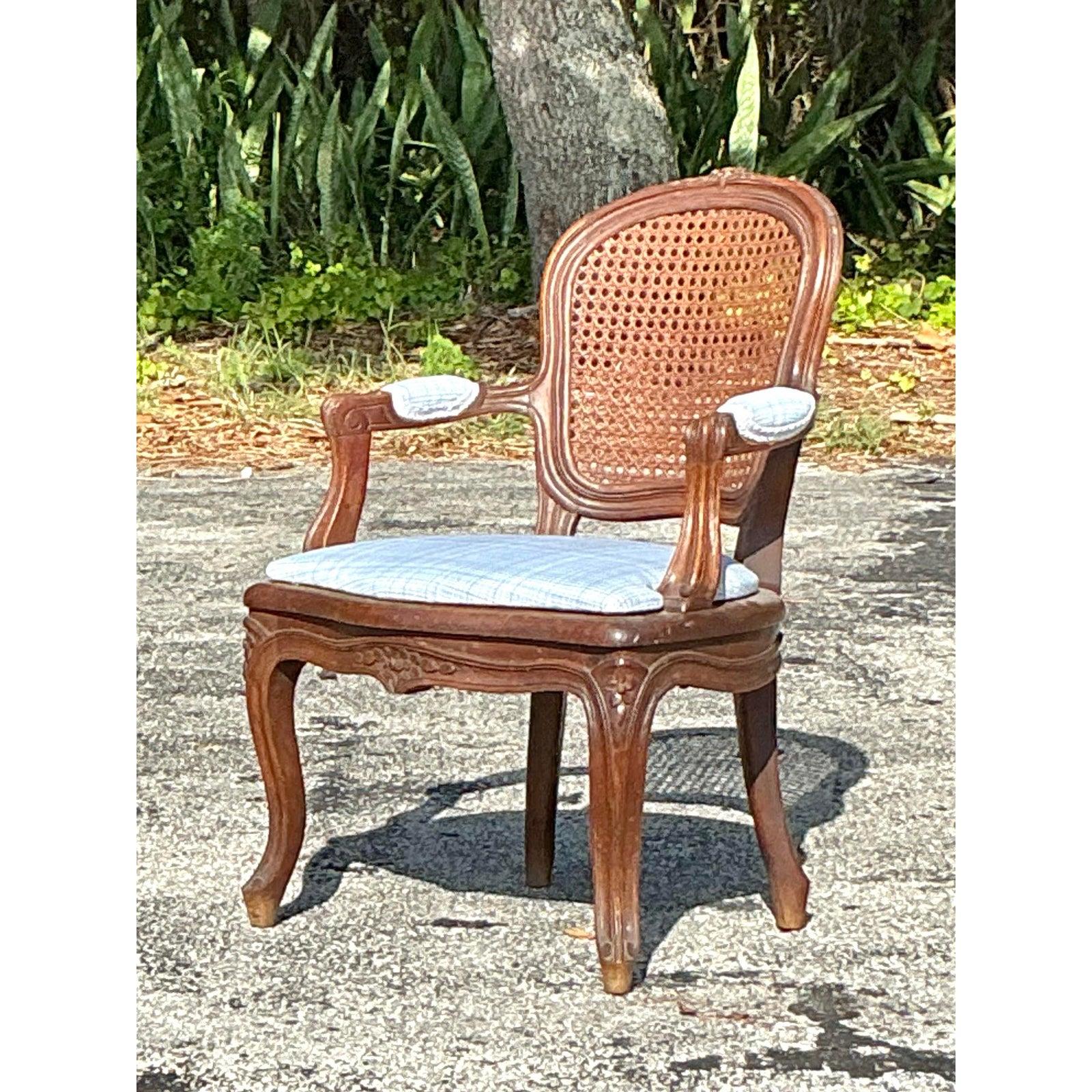 Sedia Fauteuil da camino in canna Regency d'epoca in vendita 2