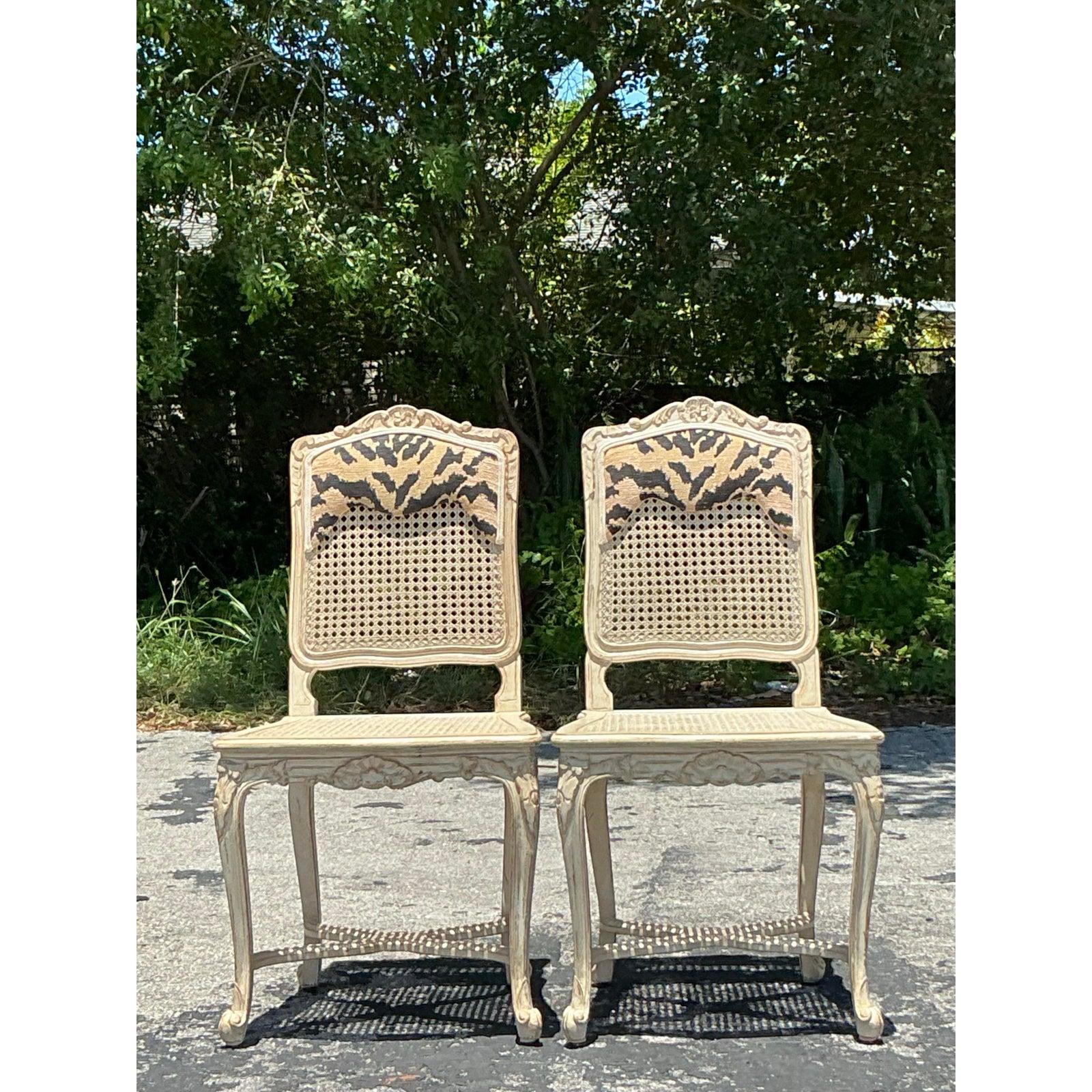 Vintage Regency Cane Side Chairs - A Pair en vente 1