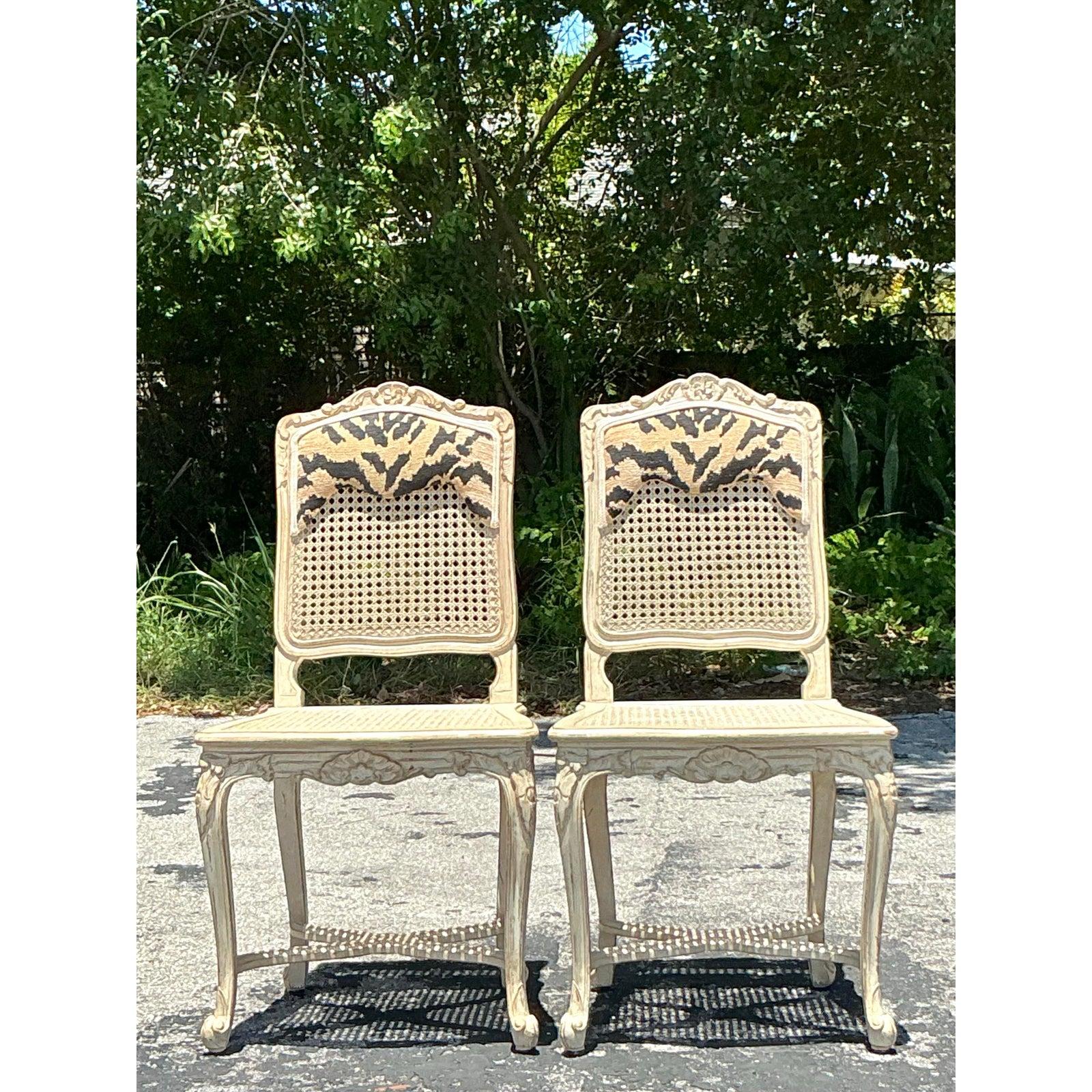 Vintage Regency Cane Side Chairs - A Pair en vente 2