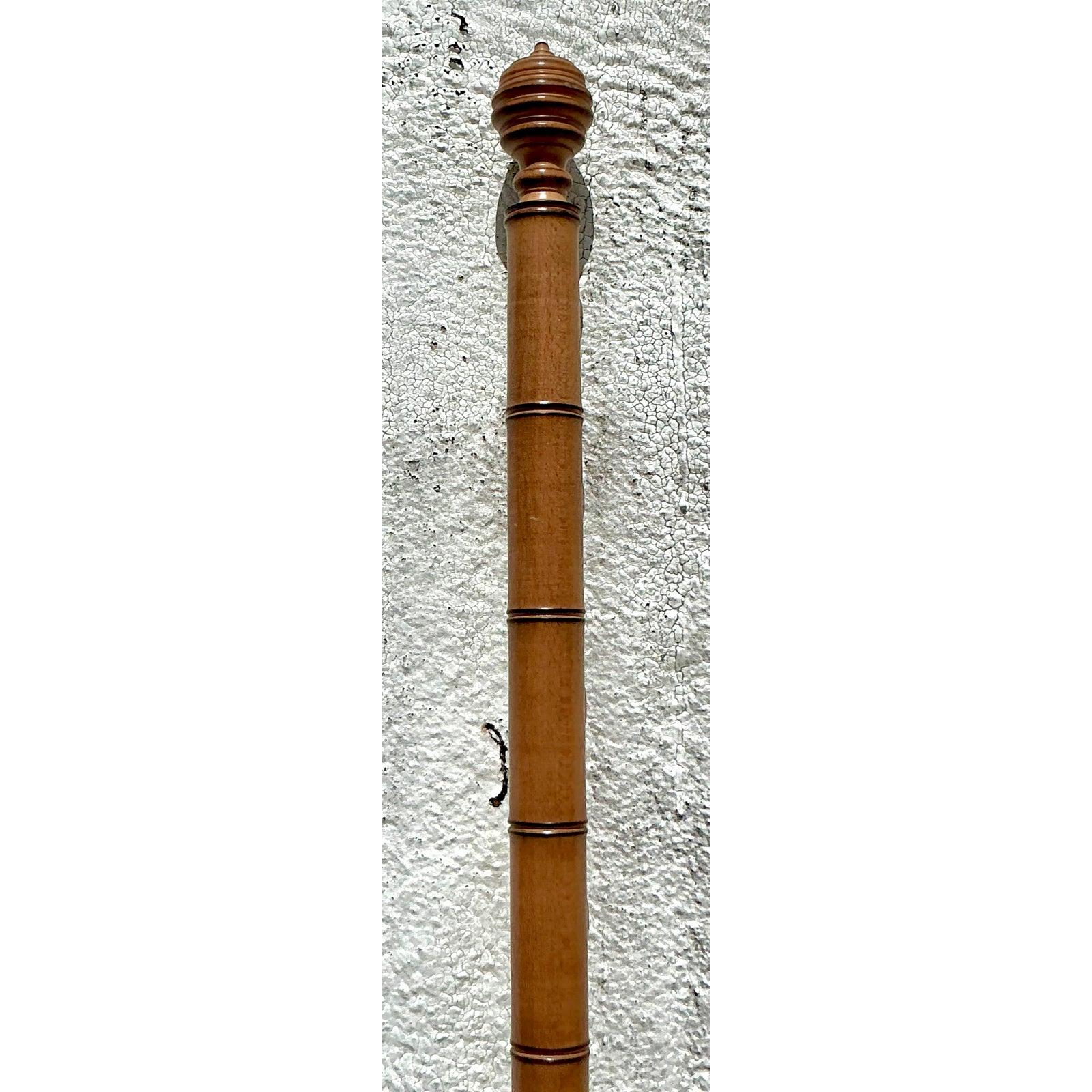 Vintage Regency Carved Bamboo Queen Headboard In Good Condition For Sale In west palm beach, FL