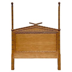 Vintage Regency Carved Bamboo Queen Headboard