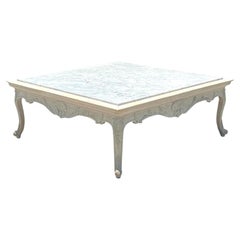 Vintage Regency Carved Clamshell Stone Top Coffee Table