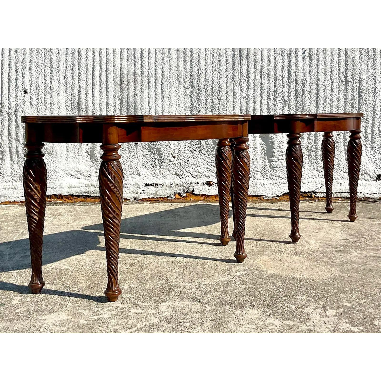 Vintage Regency Carved Demilune Console Tables, Pair 4
