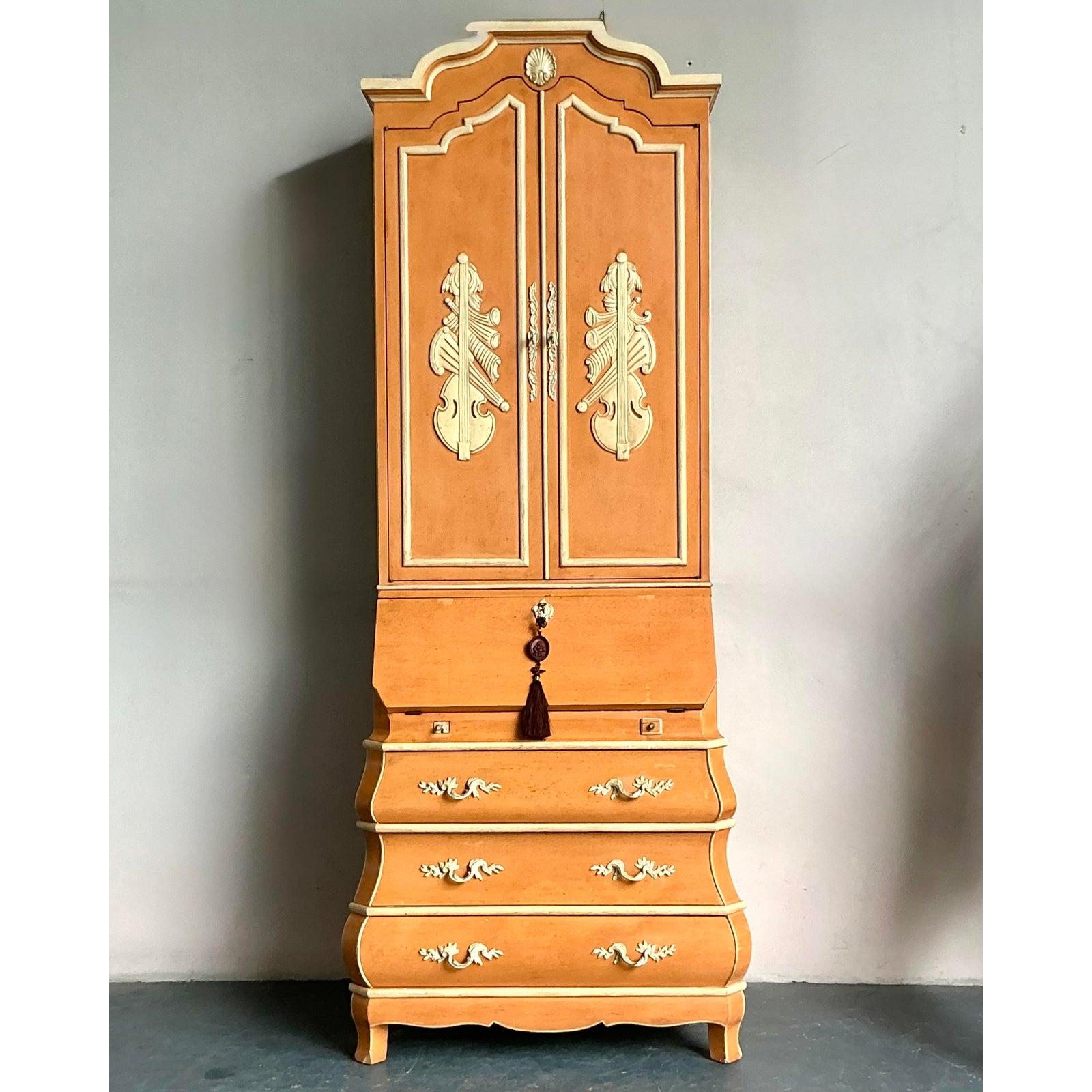 XX secolo Vintage Regency Carved Detail Secretary Desk in vendita