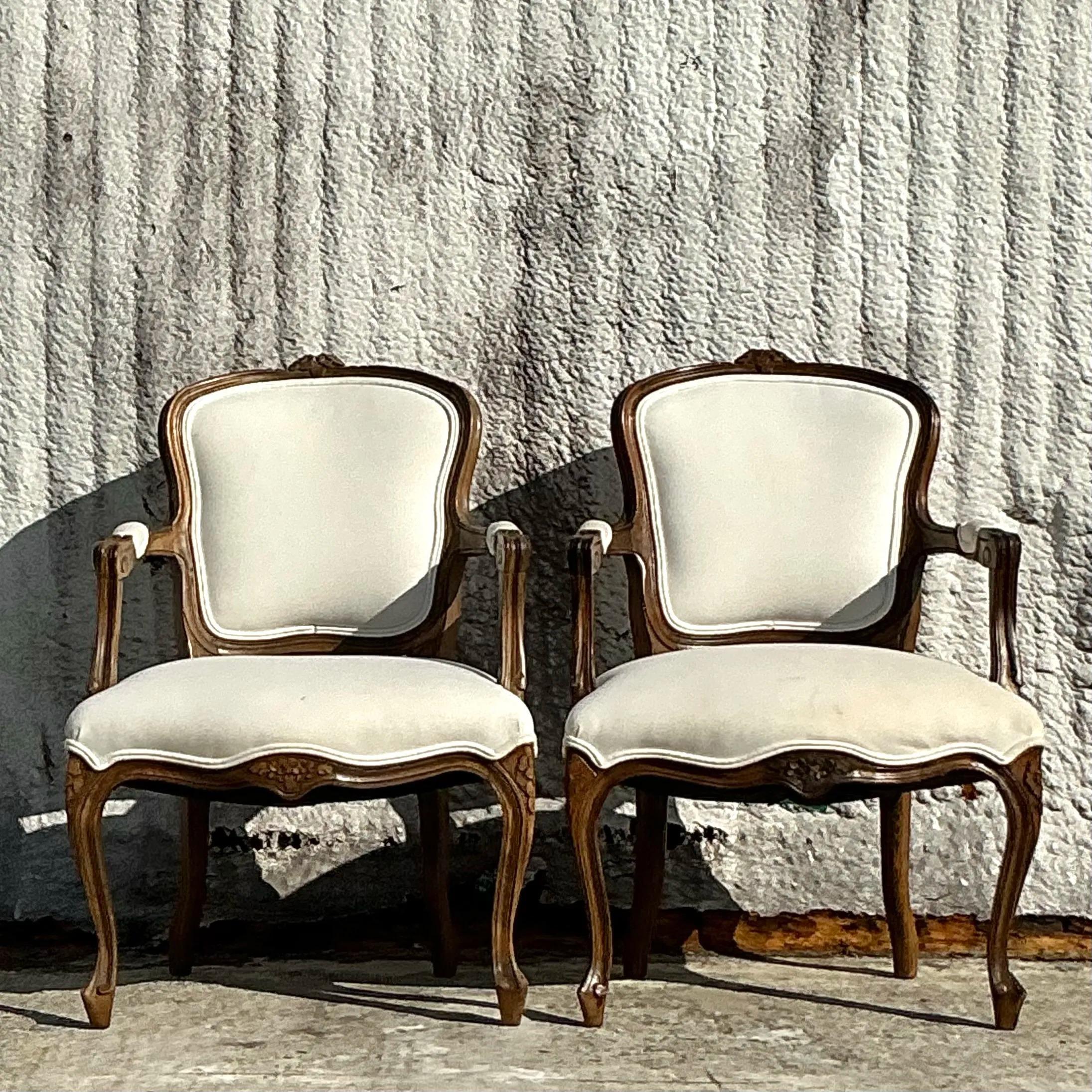 Sedie Fauteuil intagliate d'epoca Regency - una coppia In condizioni buone in vendita a west palm beach, FL