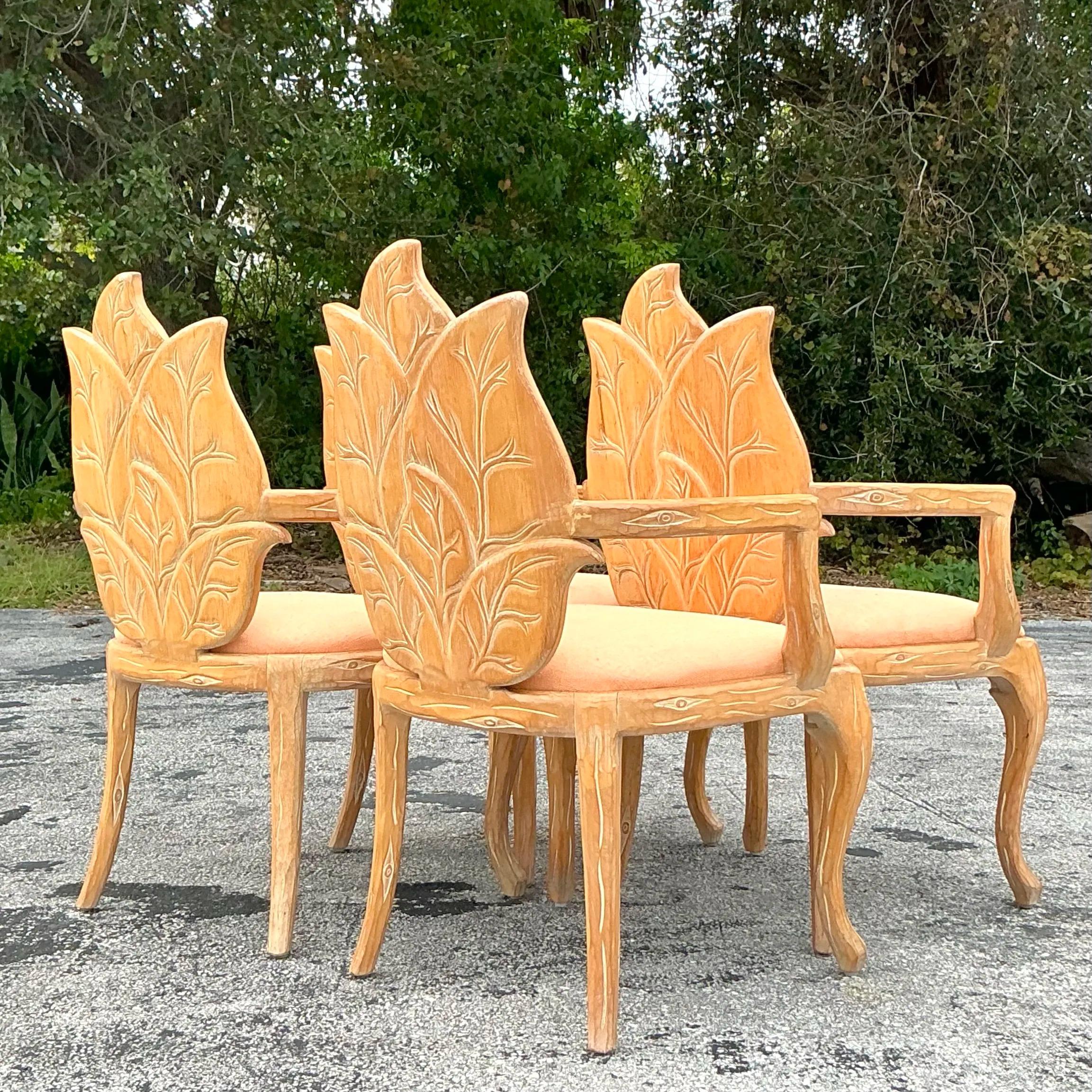 Sedie da pranzo vintage Regency intagliate in finto bois - Set di 4 in vendita 2