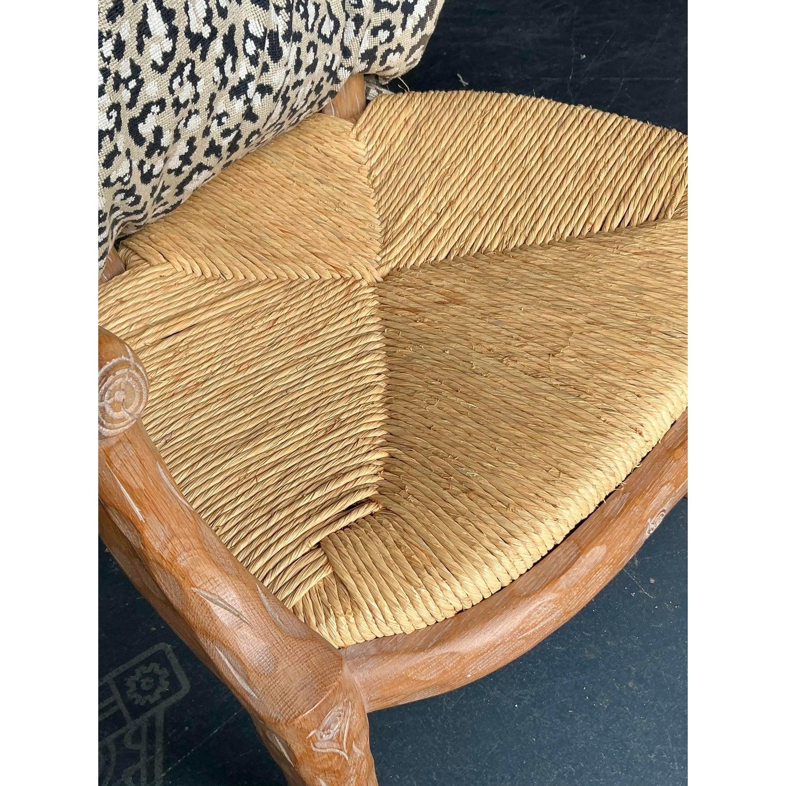 Vintage Regency Carved Faux Bois Dining Chairs - Set of Six For Sale 1