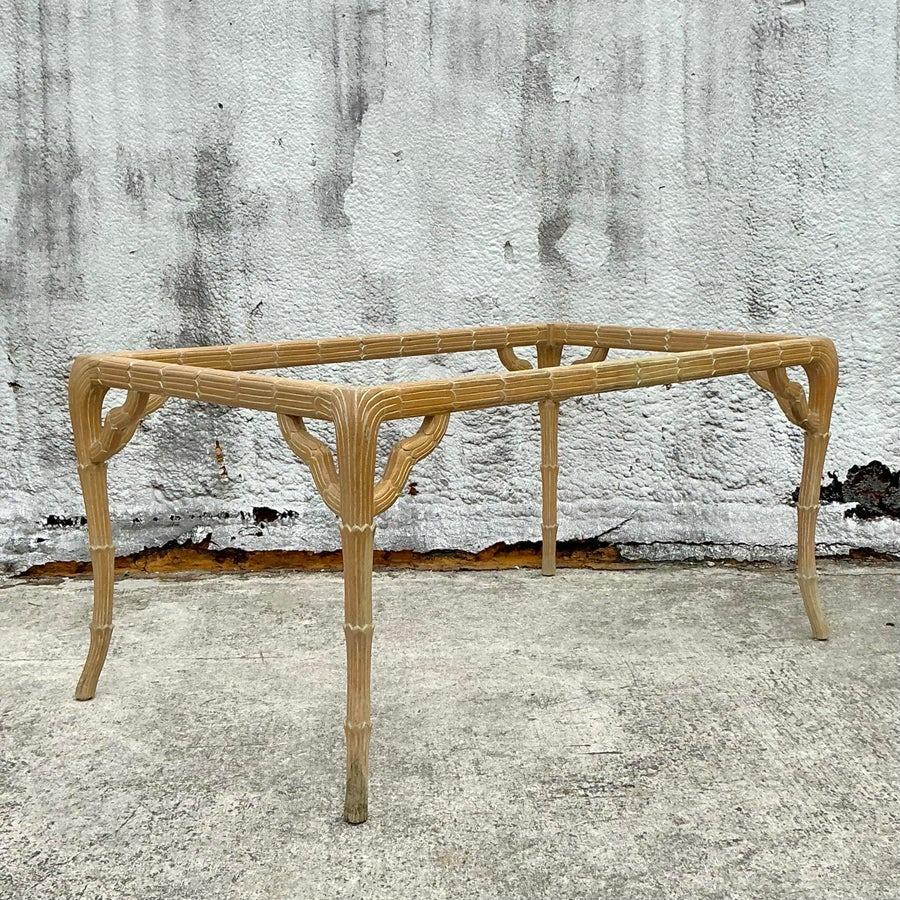 Vintage Regency geschnitzt Faux Bois Dining Table Pedestal im Zustand „Gut“ im Angebot in west palm beach, FL