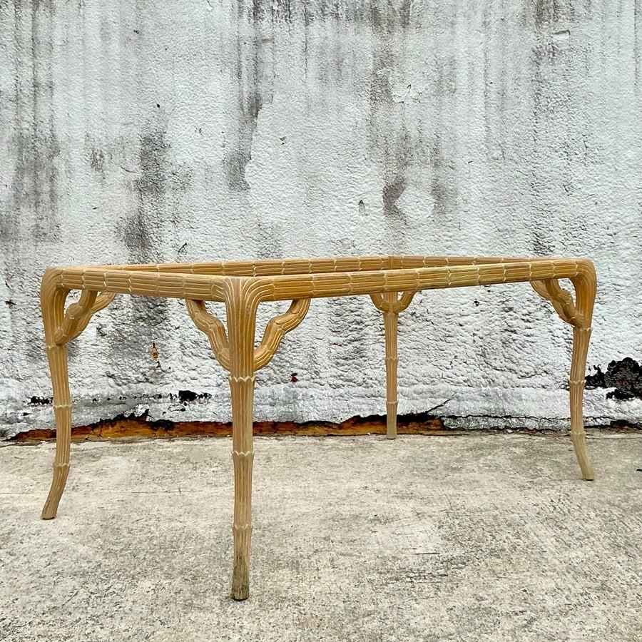 Vintage Regency geschnitzt Faux Bois Dining Table Pedestal (20. Jahrhundert) im Angebot