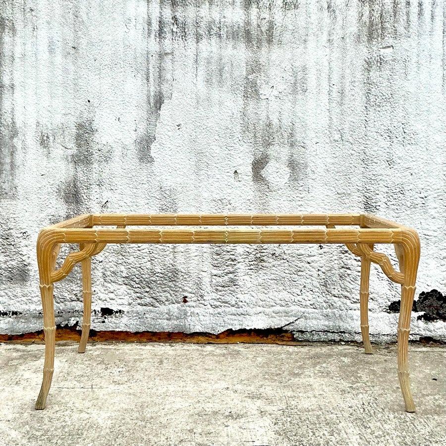 Vintage Regency geschnitzt Faux Bois Dining Table Pedestal im Angebot 1