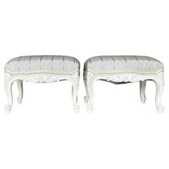 Vintage Regency Carved Footstools - A Pair