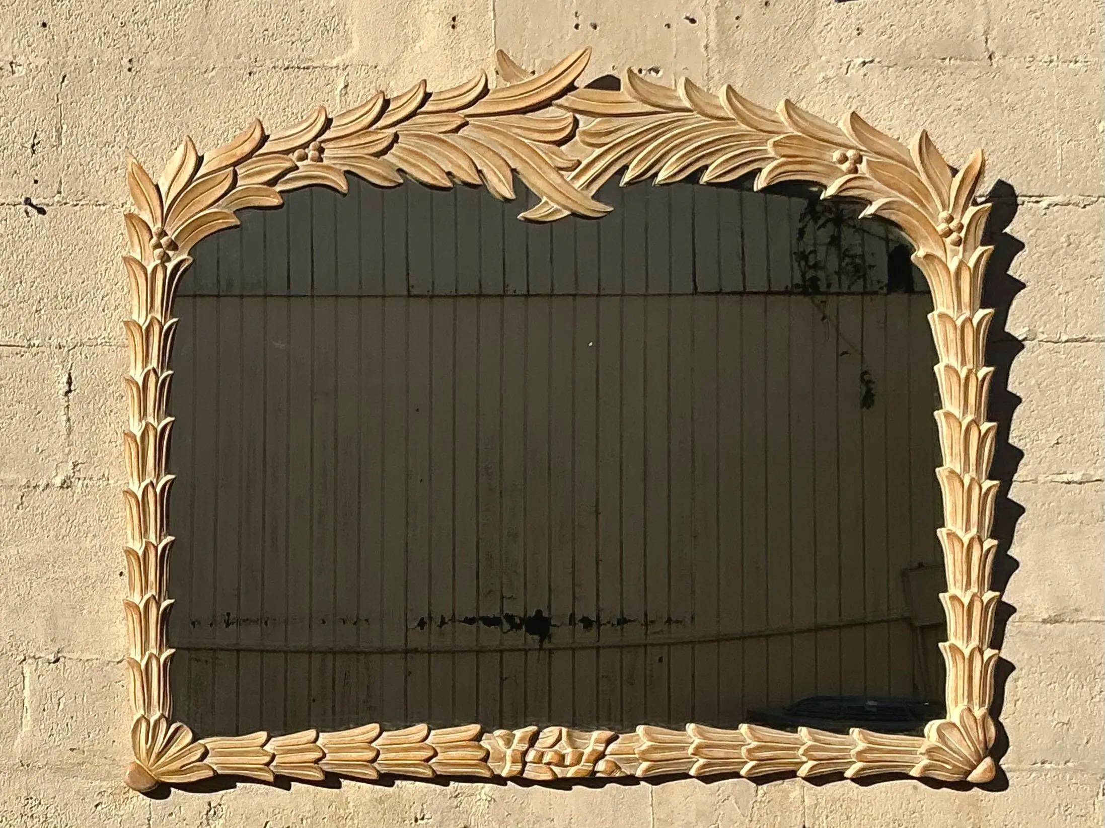 Espejo Vintage Regency de Fronda Tallada siglo XX