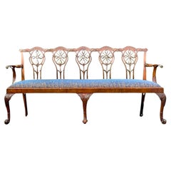 Banc géorgien sculpté vintage Regency