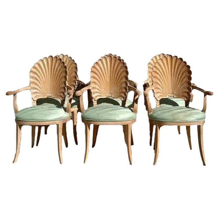 Vintage Grotto Style Shell Back Dining Chairs. Set of 6 For Sale at 1stDibs
