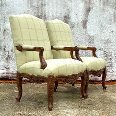 Vintage Regency Carved High Back Chair - a Pair