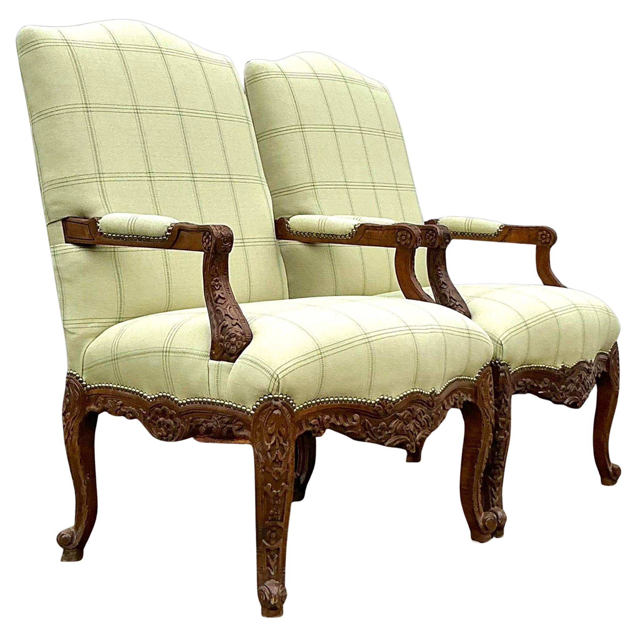 Vintage Regency Carved High Back Chair - a Pair