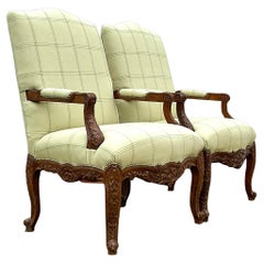 Vintage Regency Carved High Back Chair - a Pair