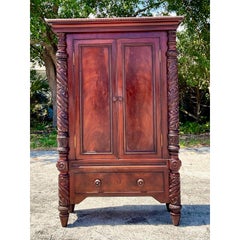 Vintage Regency Carved Mahogany Armoire
