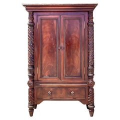 Used Regency Carved Mahogany Armoire