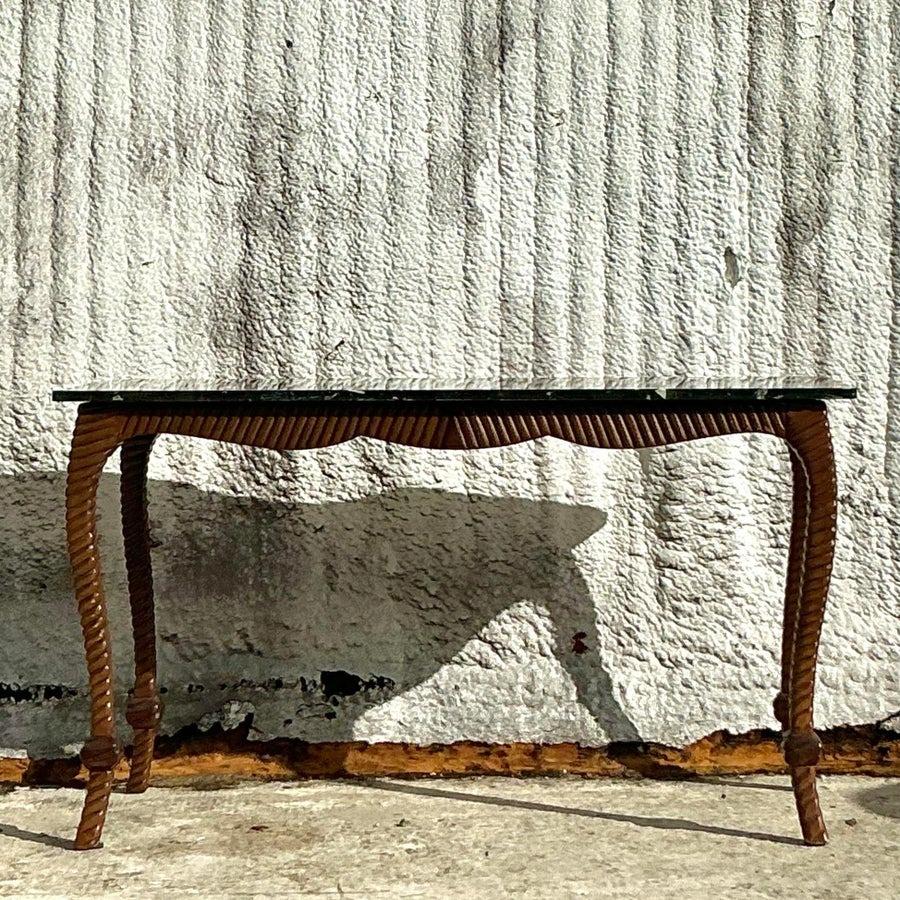 American Vintage Regency Carved Rope Console Table For Sale